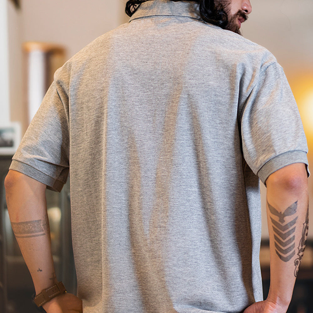 American retro pure cotton men's summer new loose collared polo shirt