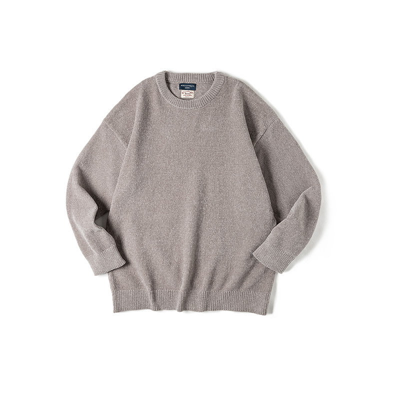 Maden Casual Chenille round Neck Sweater Warm Skin-Friendly Bottoming Sweater Lazy Top