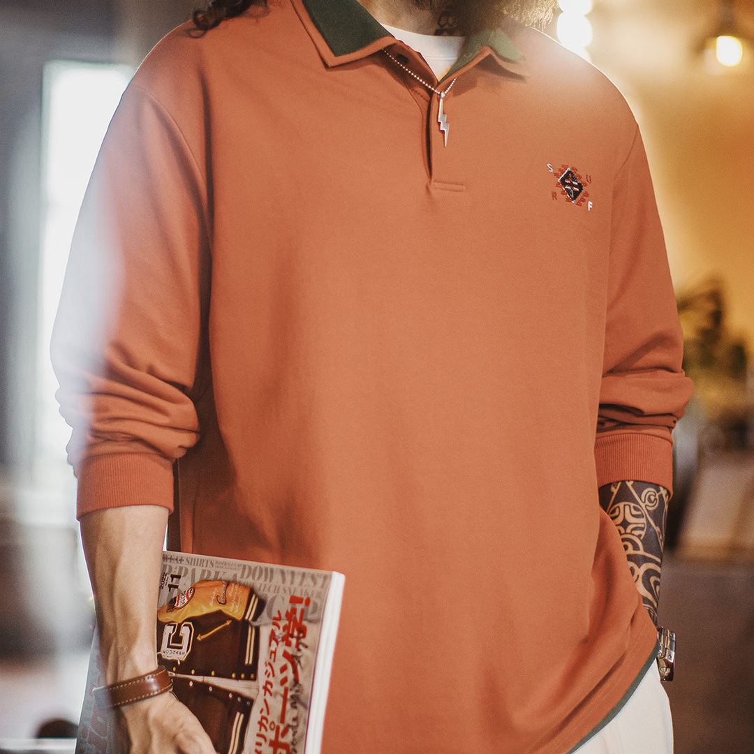 American Retro Navajo Polo Collar Fake Two-Piece Knitted Polo Shirt