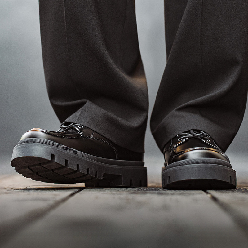 Maden Derby shoes, thick soled square toe workwear, high-end feel, big head casual Martin shoes