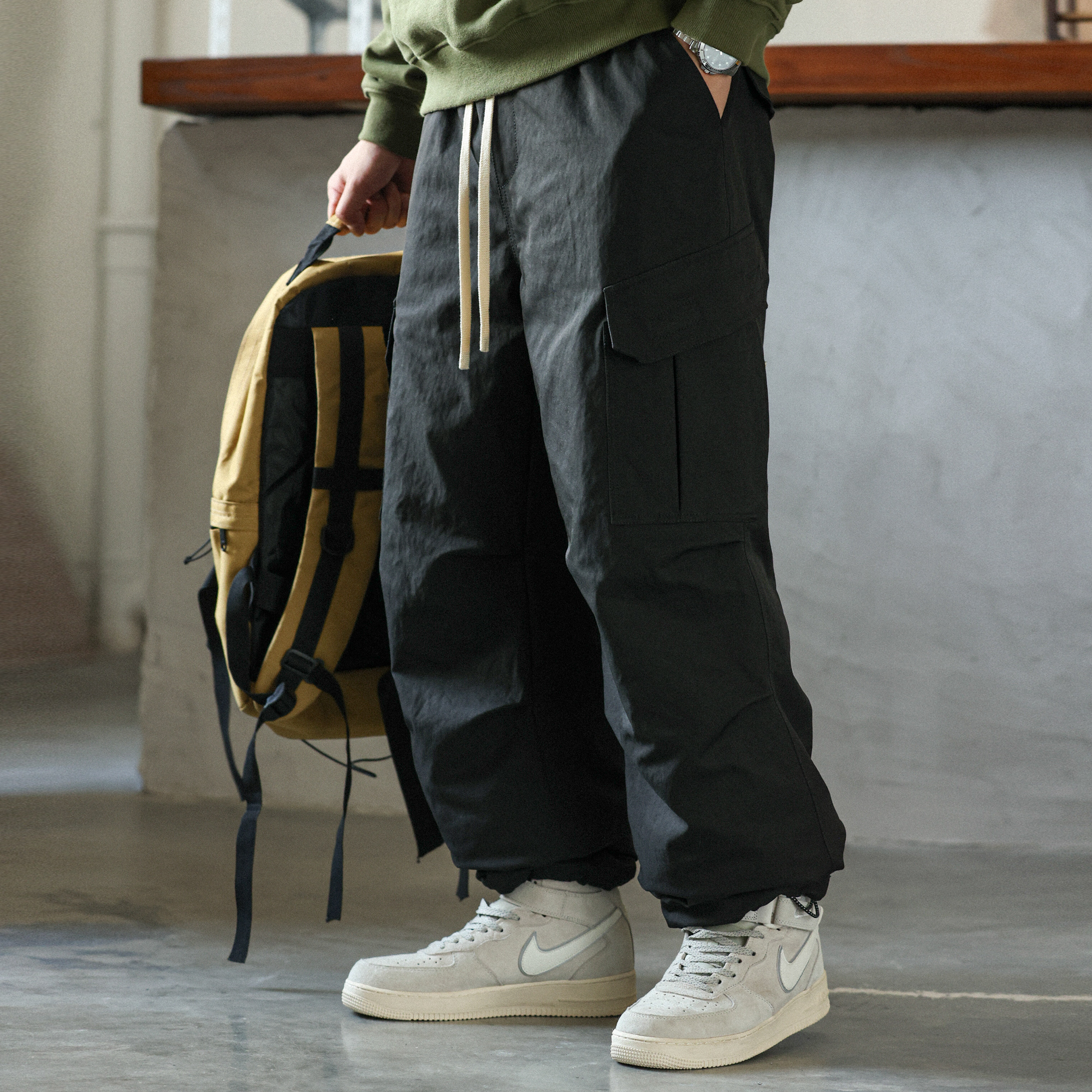 winter outdoor workwear down pants men's warm sports side pocket design American casual long pants