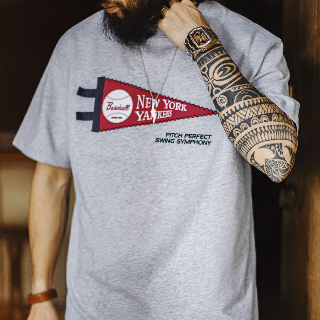 Summer American retro embroidered pure cotton short sleeved T-shirt