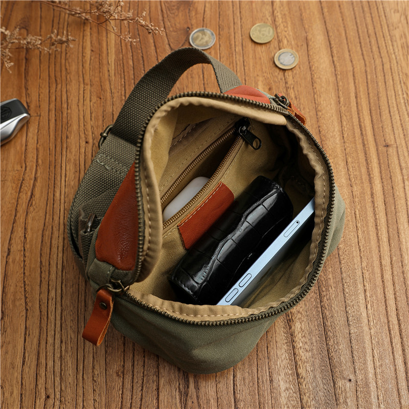 Simple retro street casual large capacity canvas crossbody bag