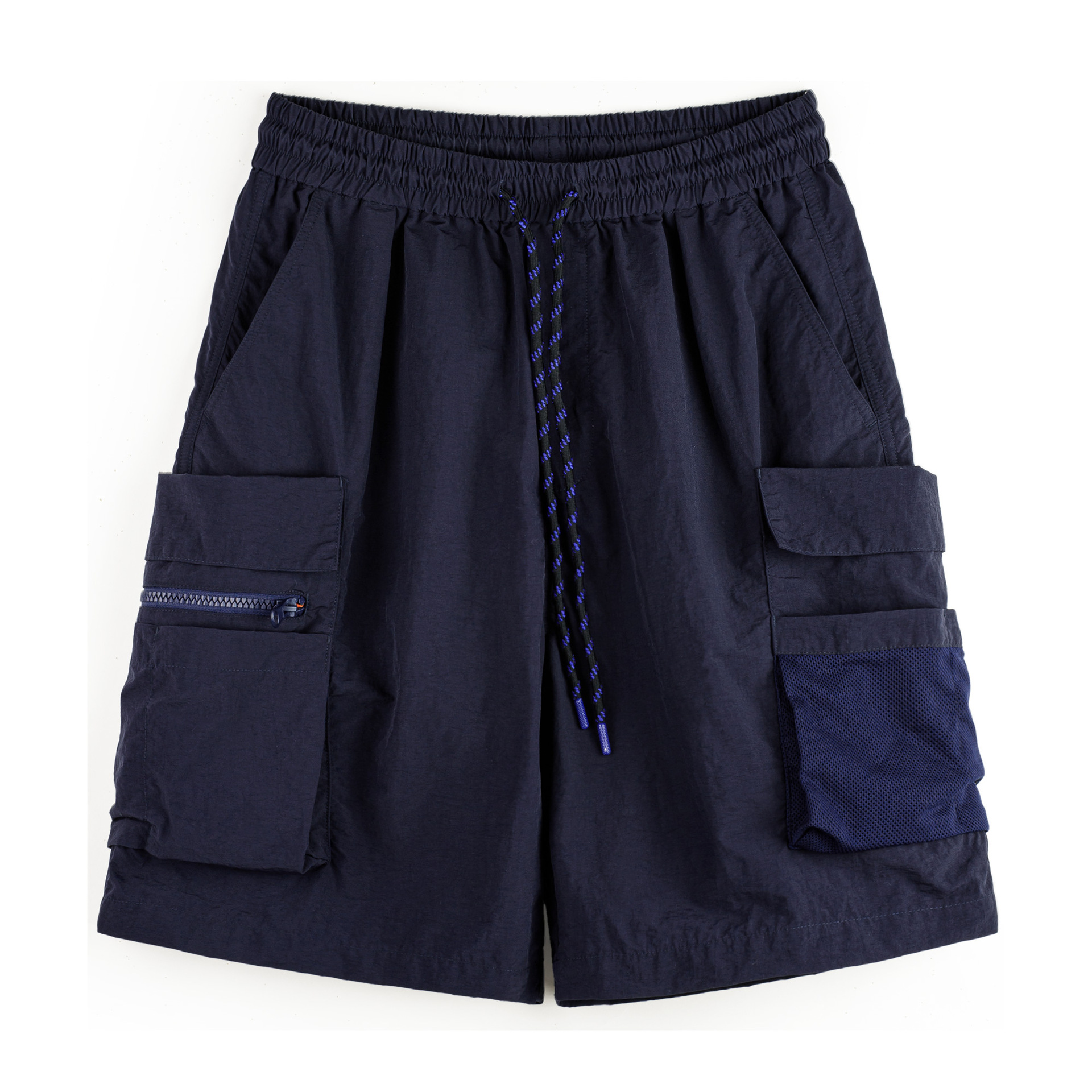 American Style Multi Pocket Quick Drying Navy Blue Outdoor Lightweight Drawstring Shorts