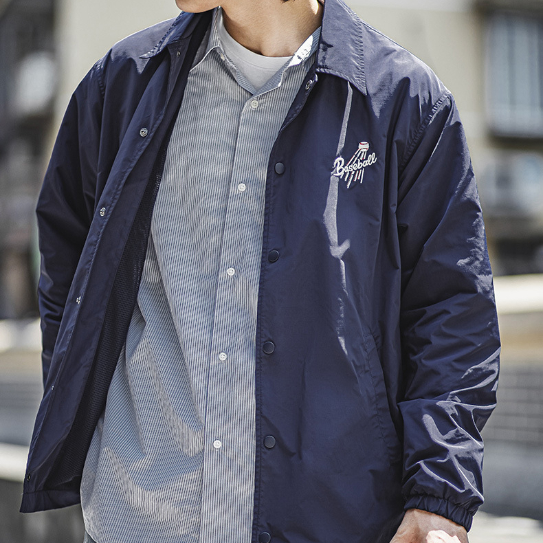 Japanese Retro Embroidered Navy Blue Lapel Coach Jacket