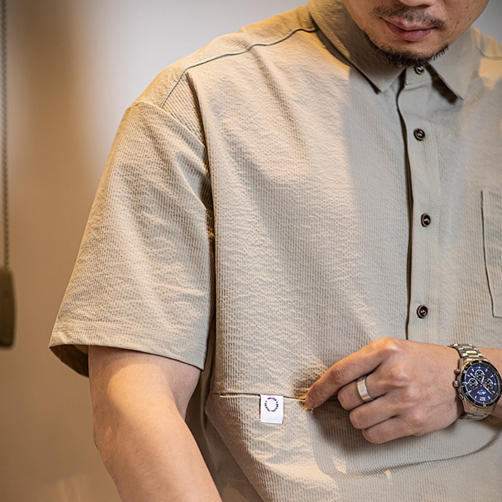 American retro men's summer new elastic casual versatile polo shirt