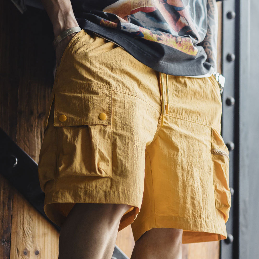 Summer American retro mountain style quick drying multi pocket shorts