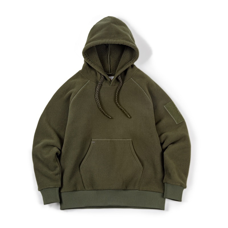 MADEN Casual Heavy Polar Fleece Hooded All-Matching Thickened Fleece Pullover