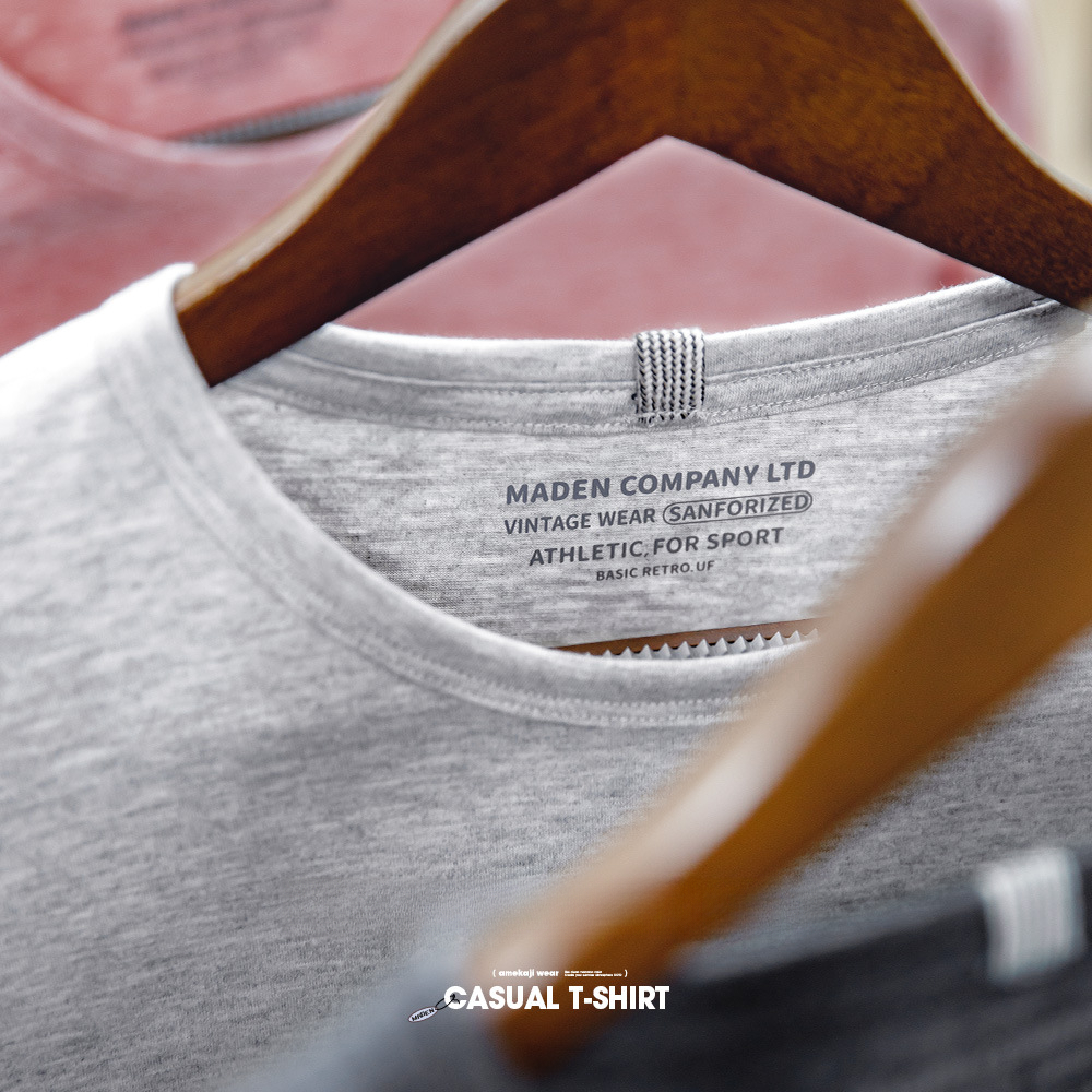 Maden casual blend seamless thin breathable solid round neck with short sleeved T-shirt