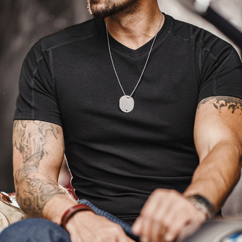 Summer American style Lyocell men's cool quick drying V-neck T-shirt