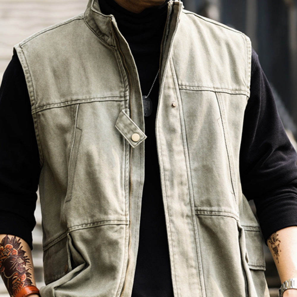 Tactical large pocket vest men's outdoor loose camping without camisole sports fishing suit