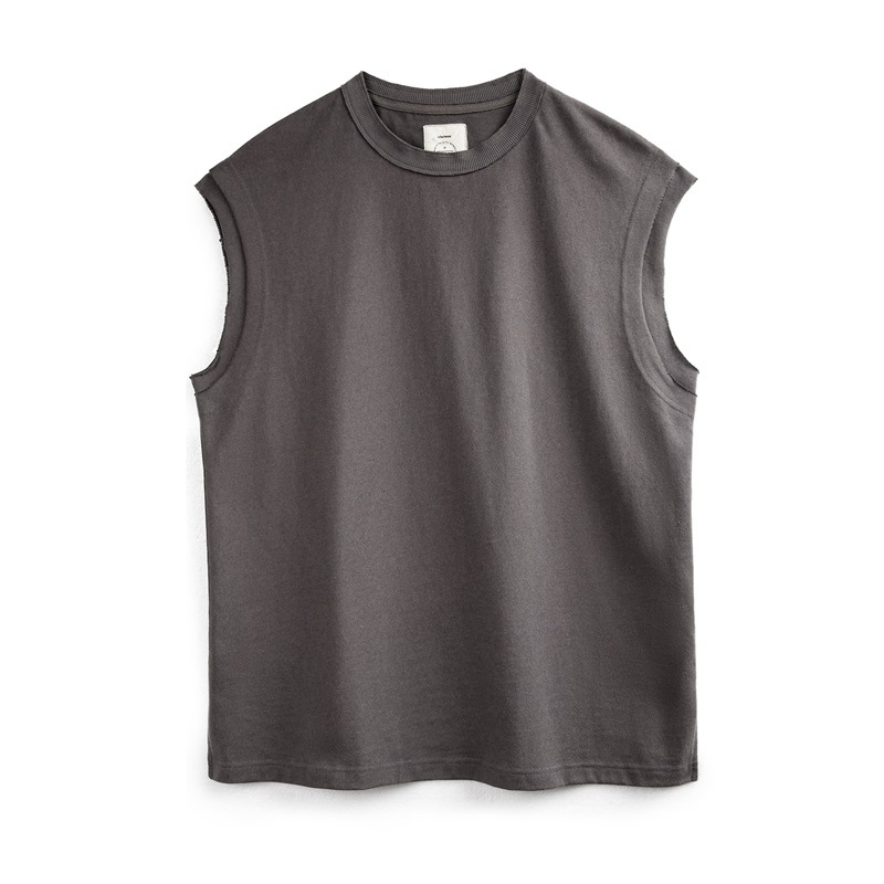 Maden Cotton Seed Shell Heavyweight Knitted Wide Shoulder Sports Pure Cotton Sleeveless T-shirt