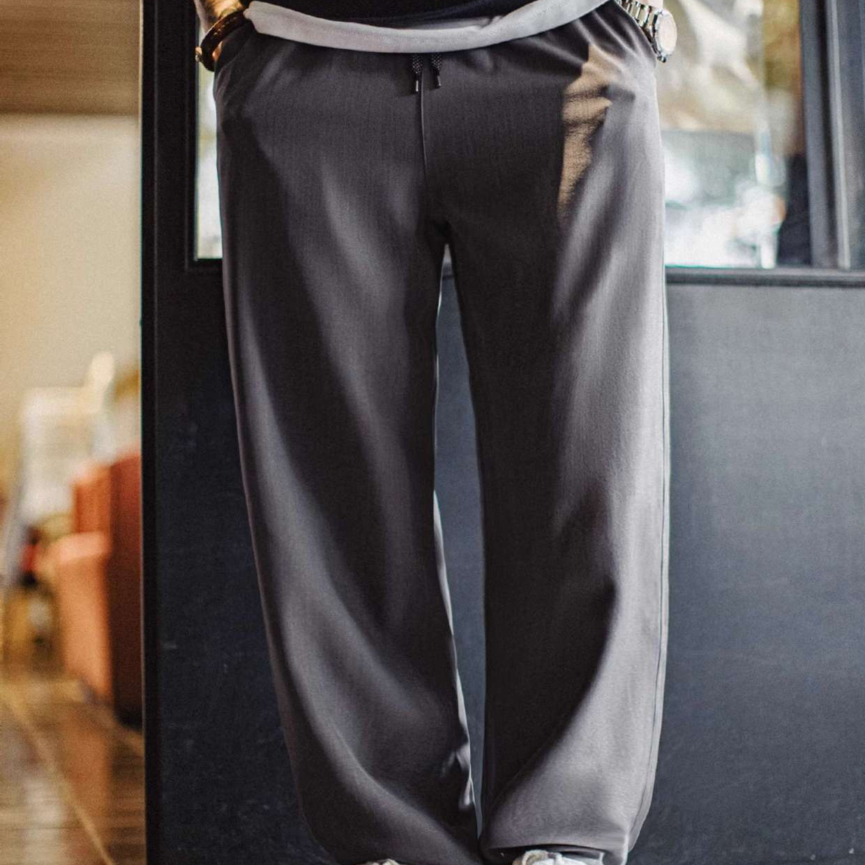 American casual cleanfit vintage grey commuting thin pants