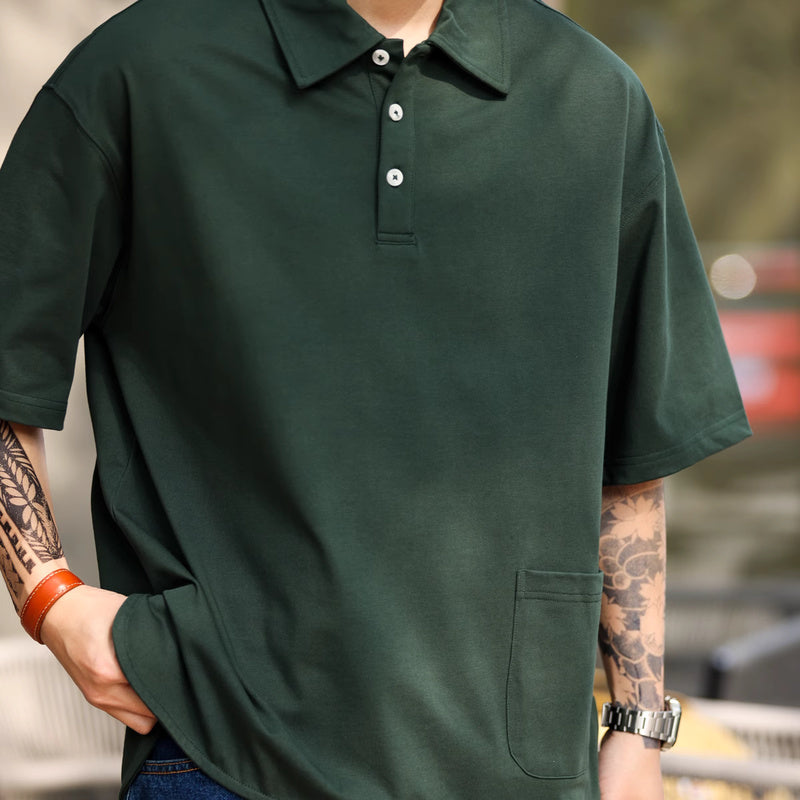 American pocket collar men's loose outdoor sports polo shirt