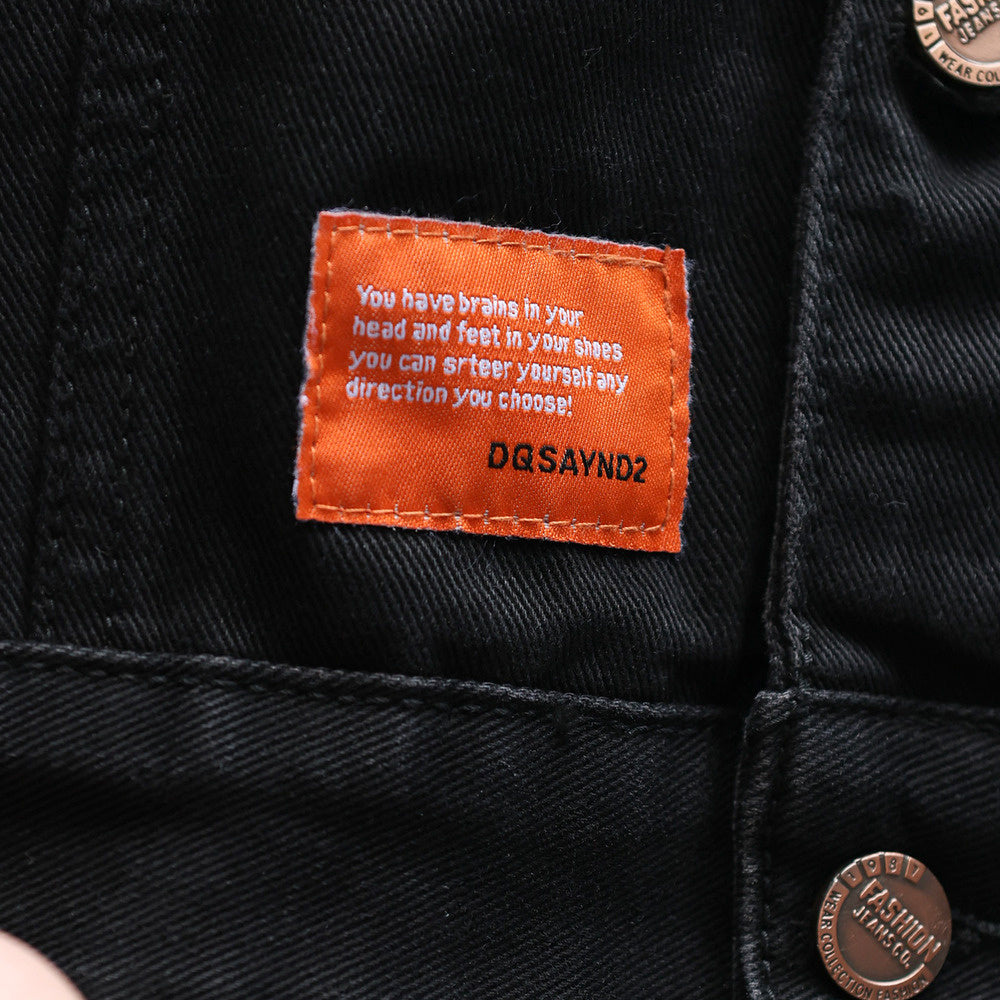 Vintage Lapel Heavyweight Denim Jacket Washed Black Workwear Casual Hunting Jacket