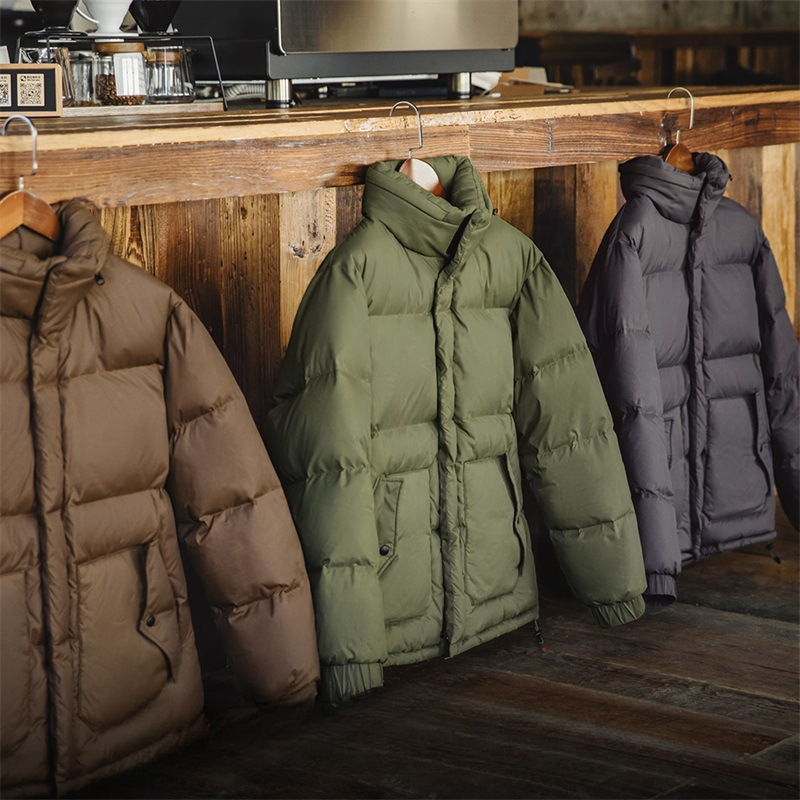 Maden Vintage Oil Wax Jacket Detachable Hooded Thickened Stand-up Collar down Jacket