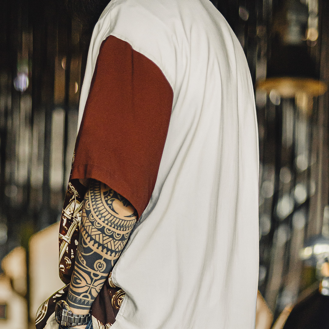 American Retro Color-Block Cuban Collar Shirt Draped Full Print Thin Polo Shirt