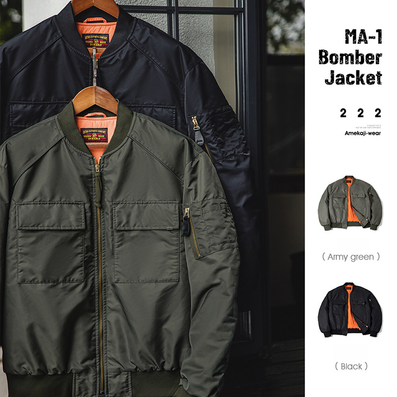 Maden vintage MA1 pilot cotton jacket military style thick baseball uniform coat