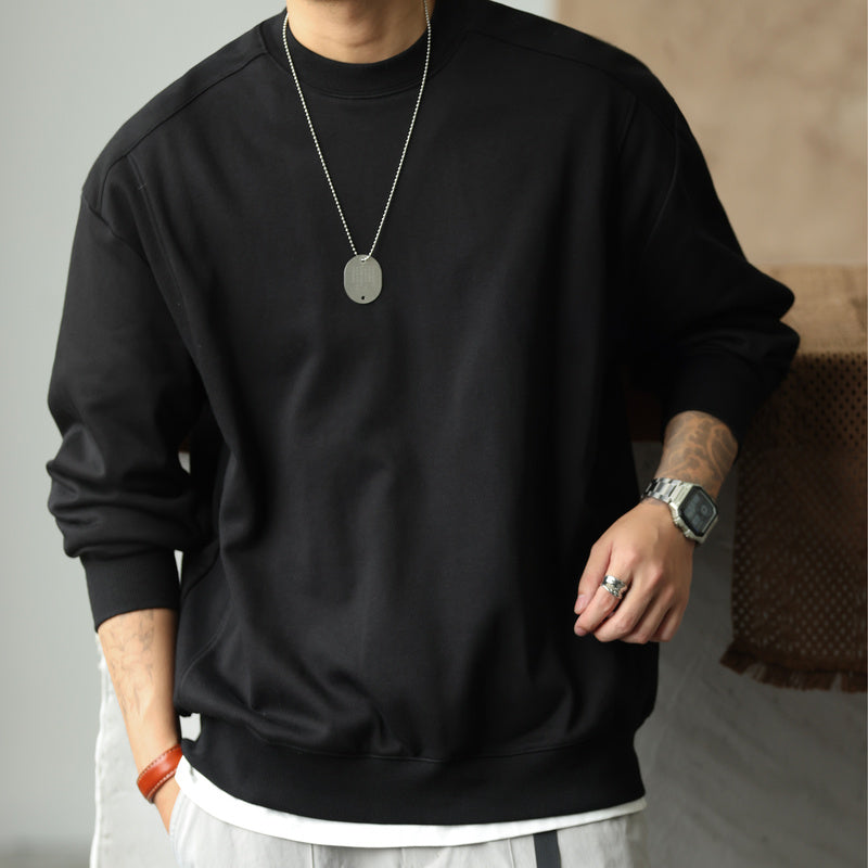 Arman hoodie loose round neck 390g threaded splicing clean top