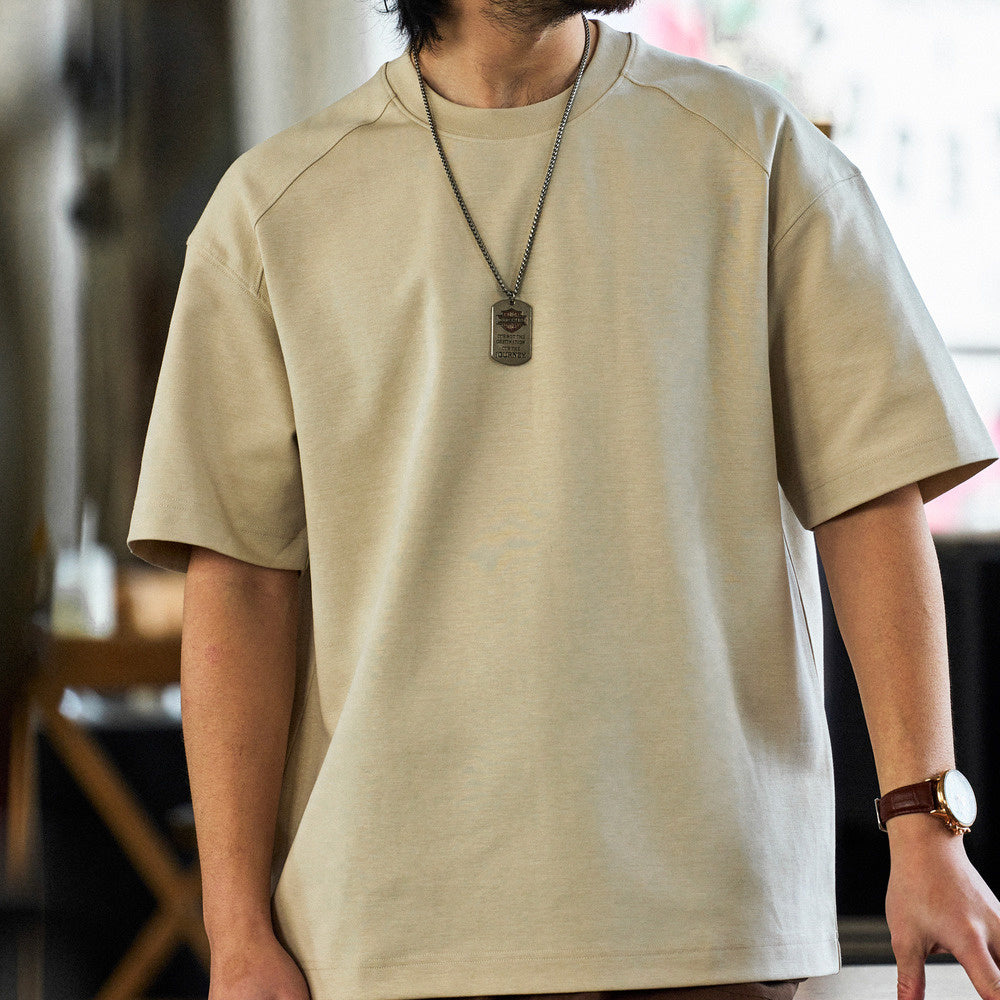 American 240g long staple cotton men's loose round neck casual T-shirt