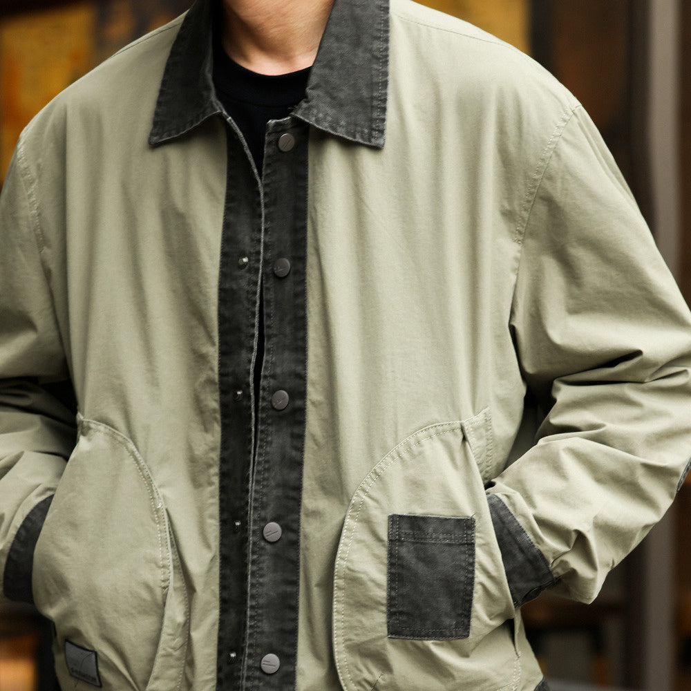 G9 Harrington Jacket with Contrast Splicing Collar and Motorcycle Cleanfit Coat