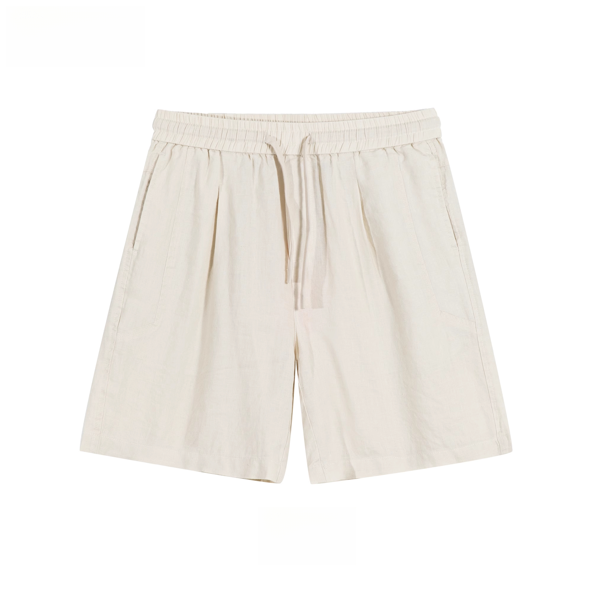 Summer casual 100% linen men's drawstring elastic waist breathable shorts