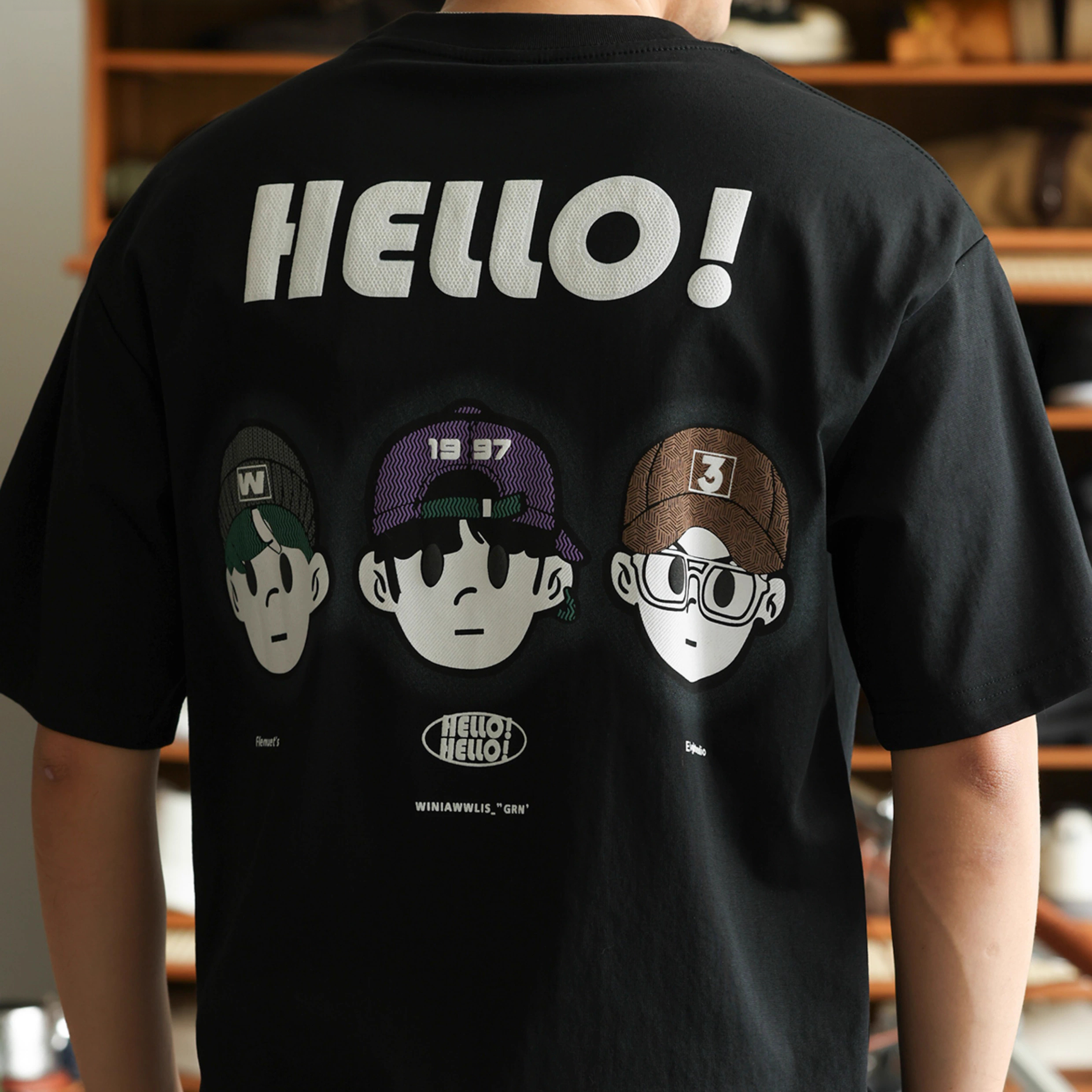 American casual embroidery men's summer artistic youth patch printed T-shirt