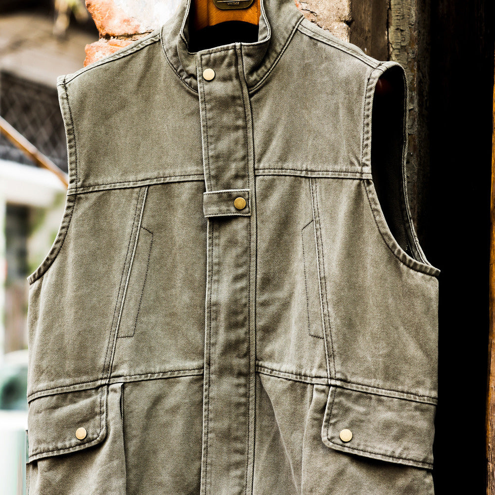 Tactical large pocket vest men's outdoor loose camping without camisole sports fishing suit