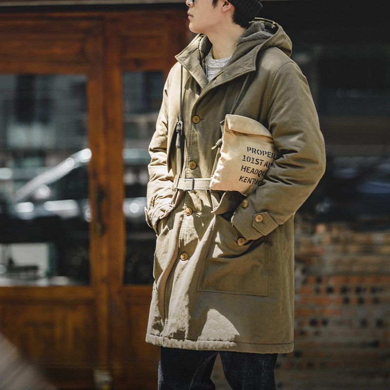 American Retro M47 Heavy-Duty Hooded Warm Mid Length Cotton Jacket