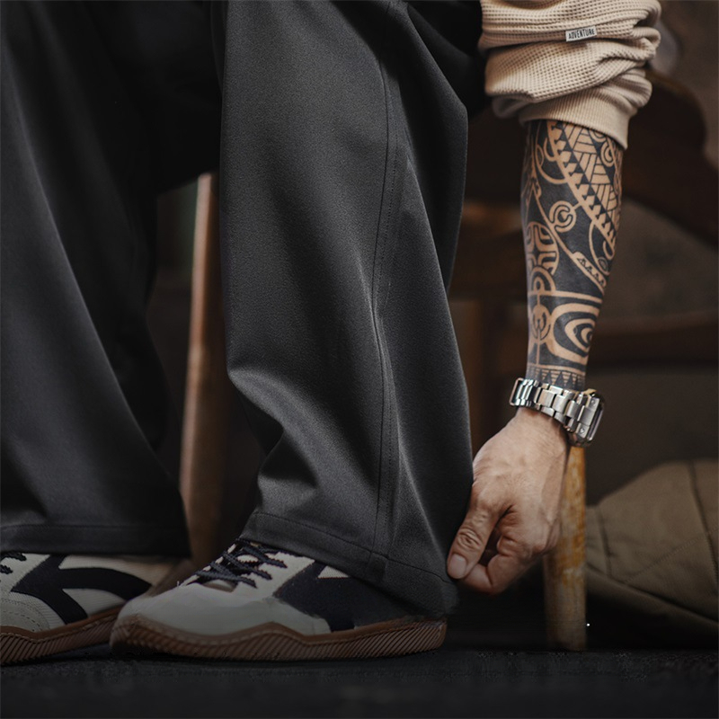 Maden Four sided Elastic Easypants Casual Pants, No ironing, Anti wrinkle, Loose Straight leg Western Pants