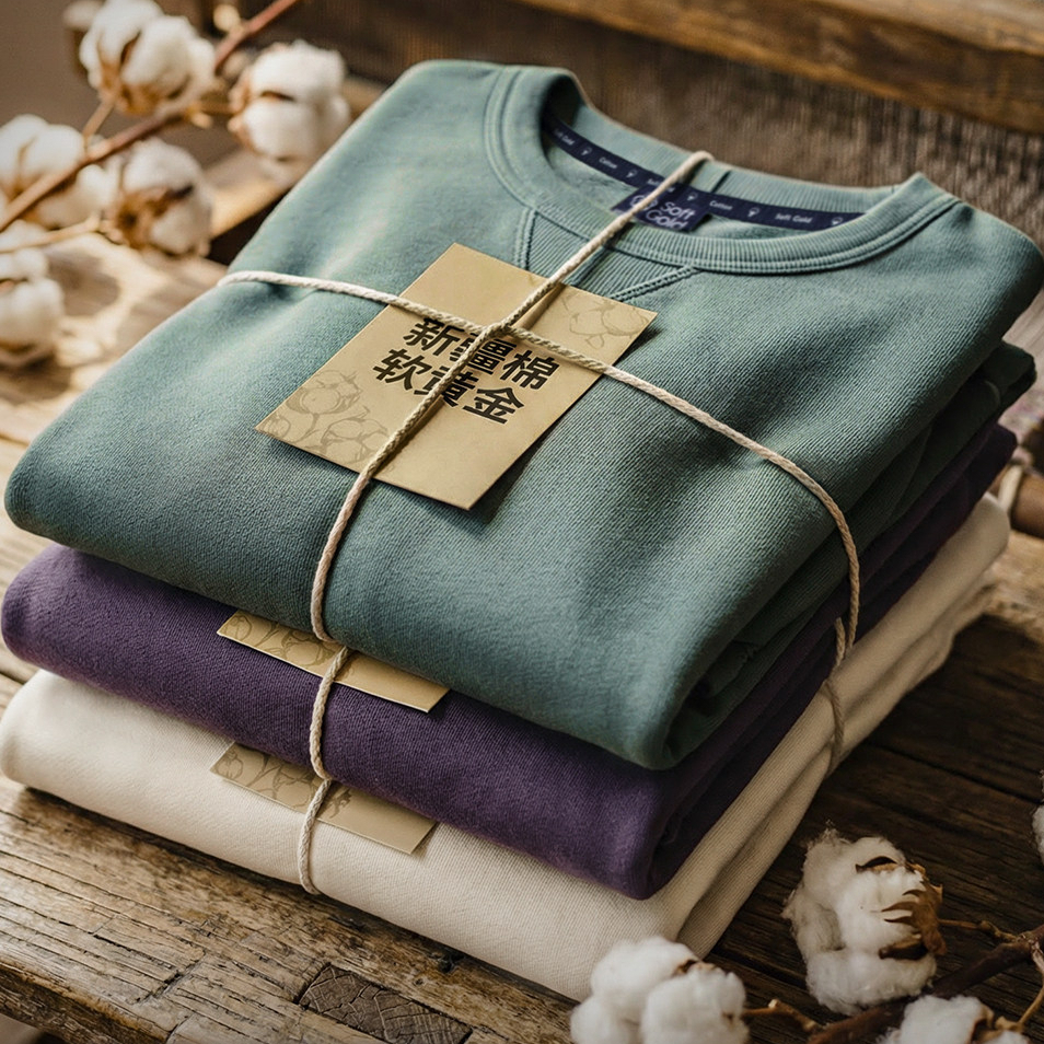 American Purple Round Neck Pullover Loose Long Sleeved T-Shirt