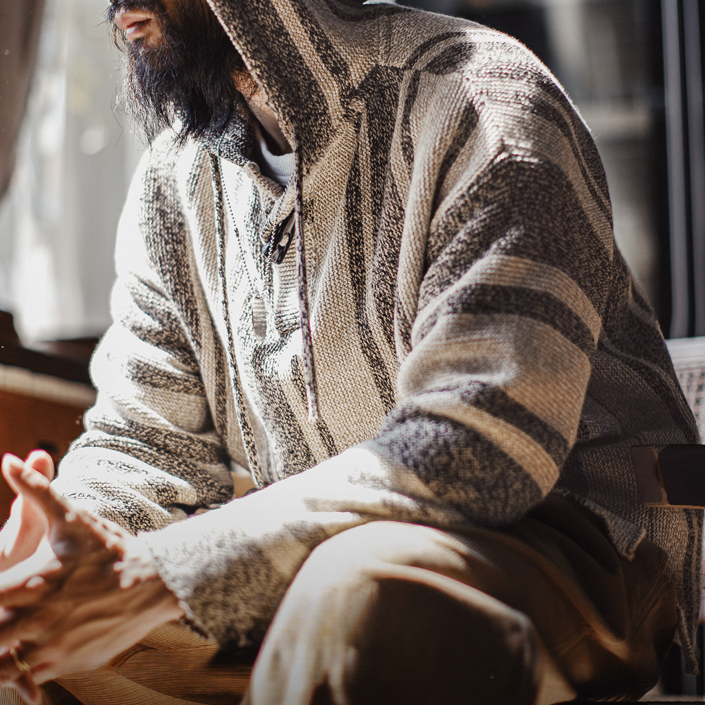 American Retro Bahia Half-Open Front Pullover Knit Sweater Lightweight Draping Outerwear