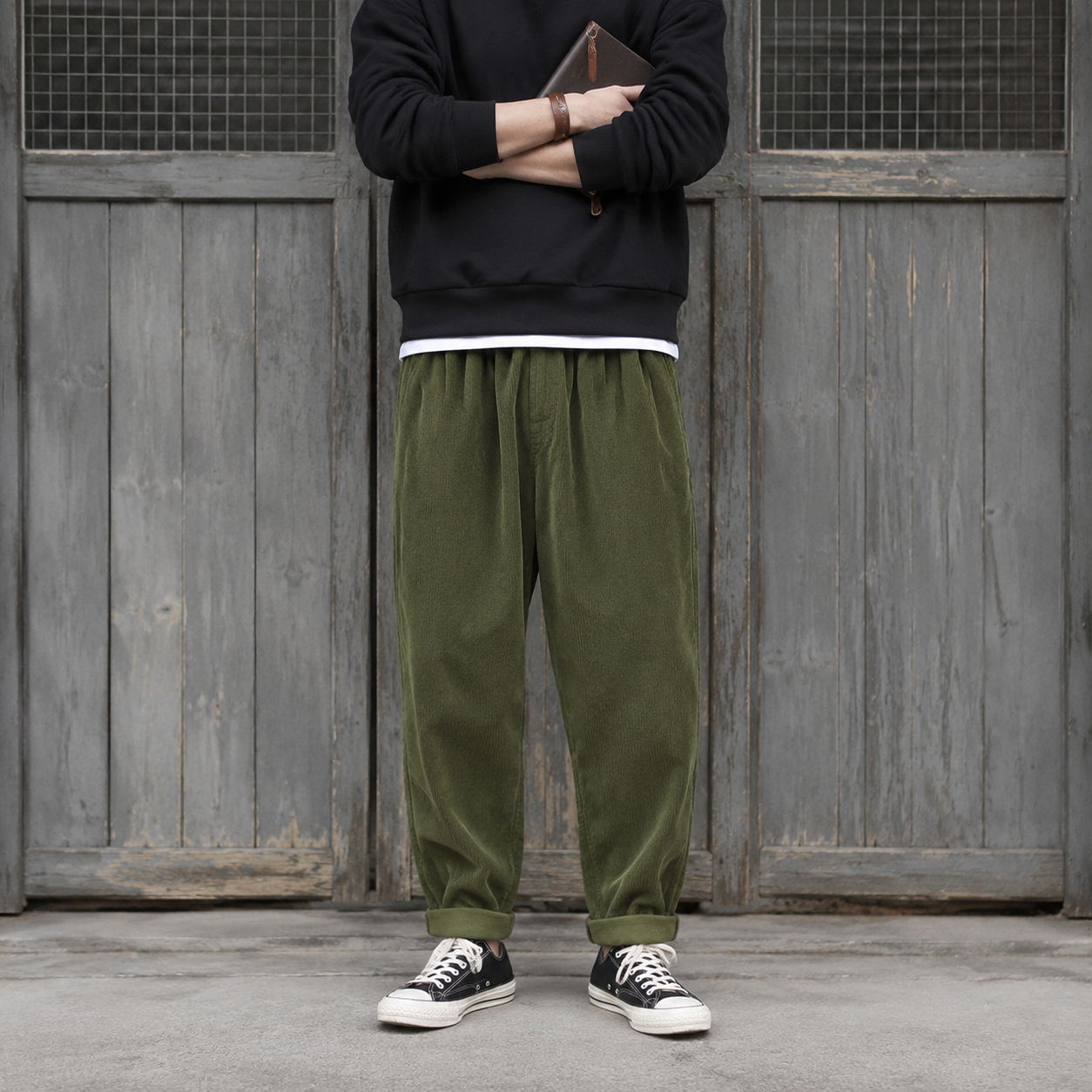  antique casual pants, corduroy pants, straight leg wide leg loose pants