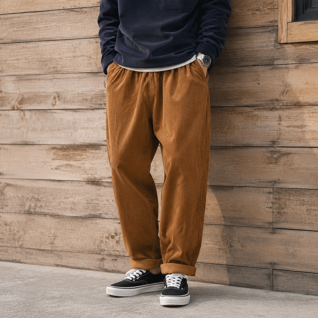  antique casual pants, corduroy pants, straight leg wide leg loose pants