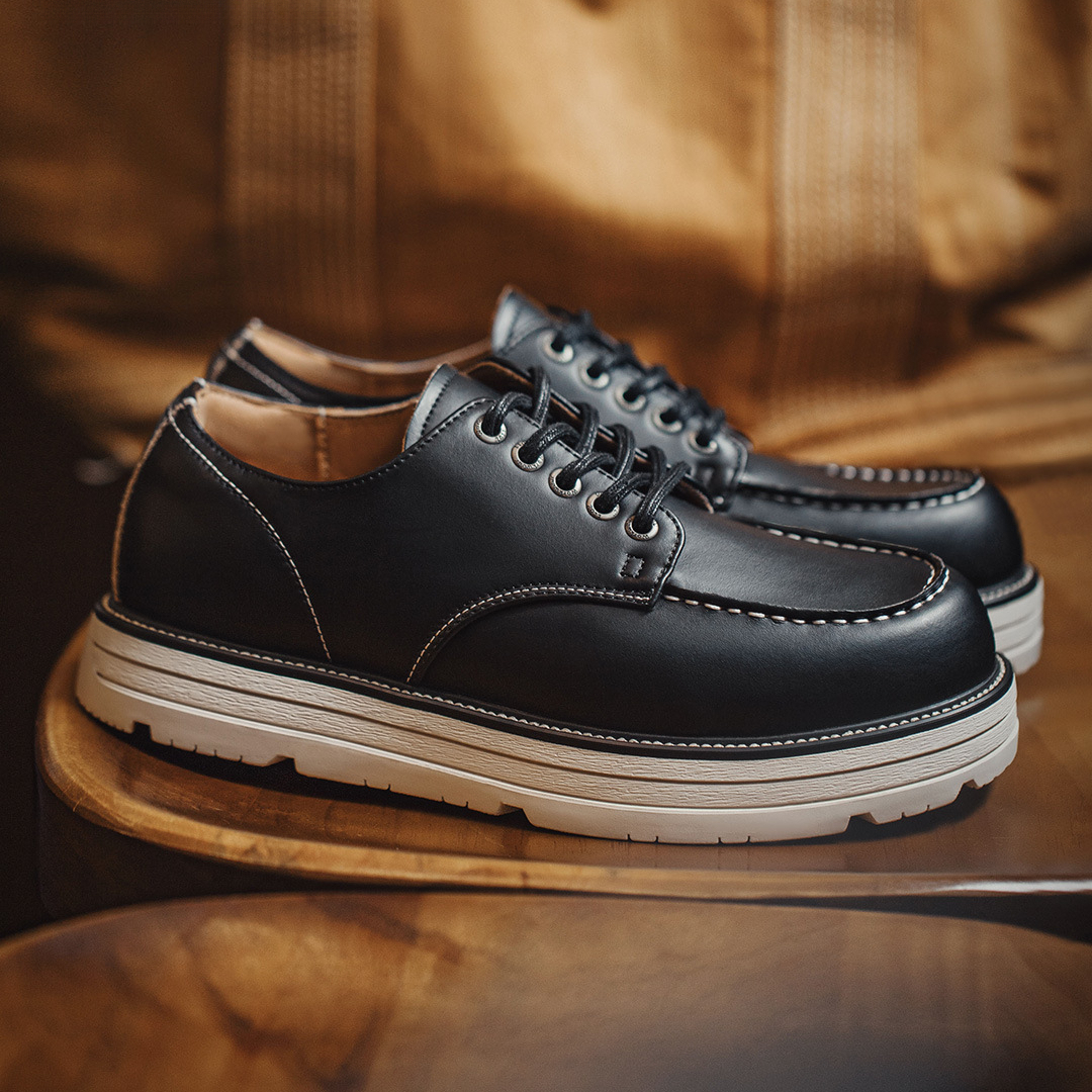 Autumn New Mokasin American Retro Men'S Thick Soft Sole Thin Black Casual Leather Shoes