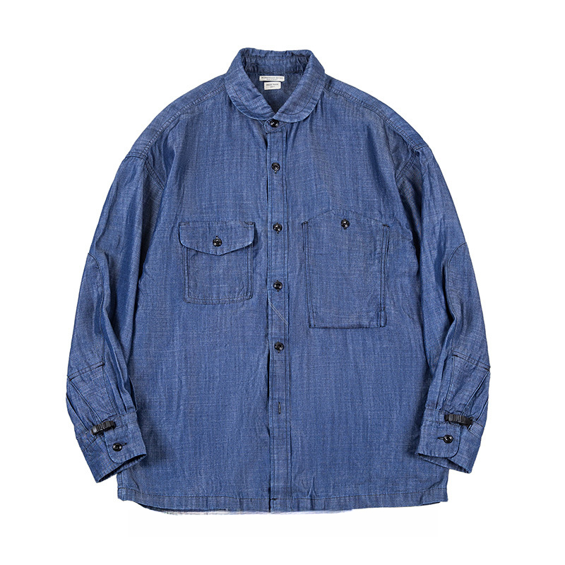 Maden Vintage Tencel Denim Shirt Denim Lyocell Long sleeved CPO Shirt Coat