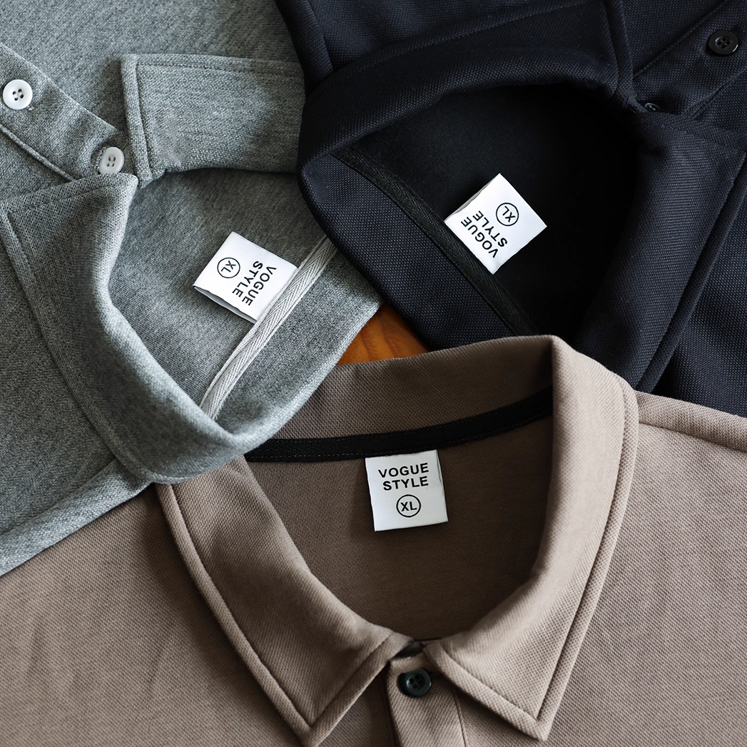 Summer casual 3D embroidered men's 240g heavyweight lapel short sleeved polo shirt