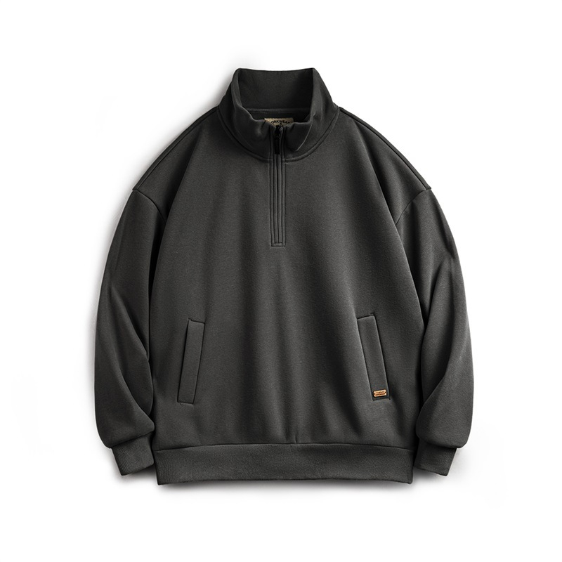 Maden casual half zip stand up collar with fleece hoodie, cleanfit fleece pullover top