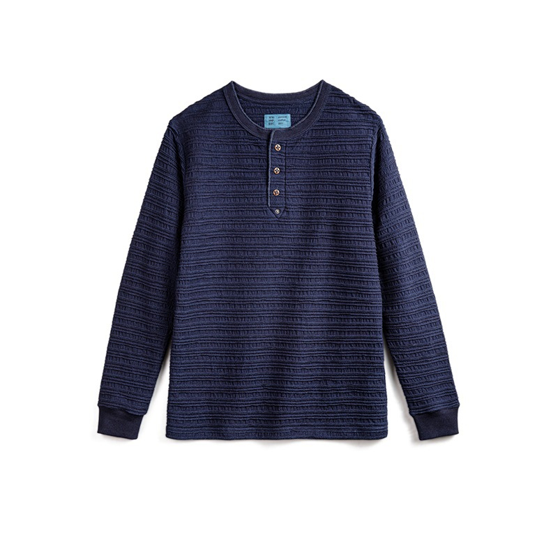 Maden vintage jacquard knit denim Henry shirt vintage tough guy slim fit long sleeved tee