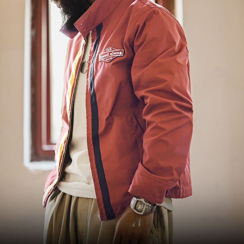 Maden Vintage 60S Clash Racing Jacket IVY Standing Collar Athletic Casual Zipper Jacket