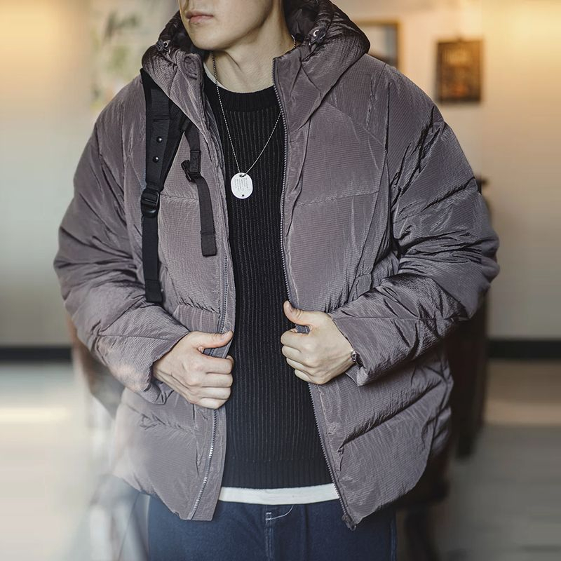 Maden casual 90 white duck down hooded down jacket, thickened warm and cold proof bread jacket