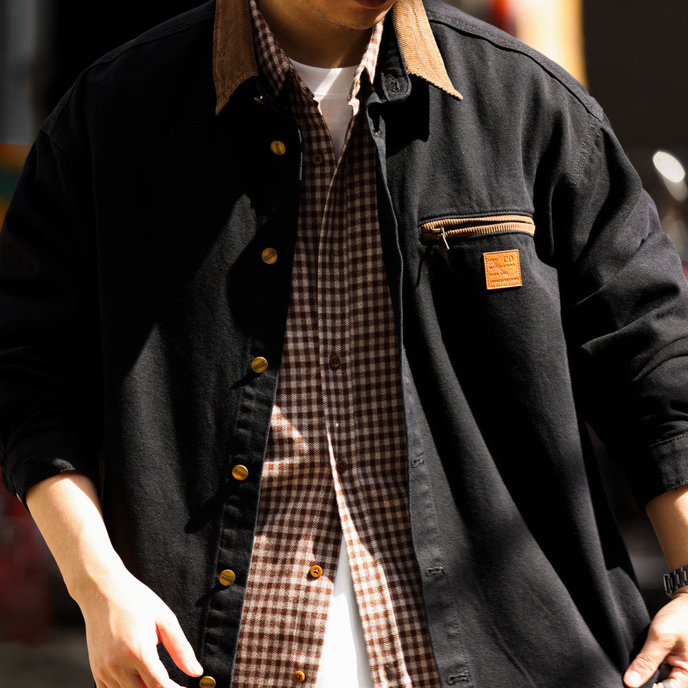 J97 Kahart shirt jacket men's contrasting color spliced collar cleanfit workwear jacket