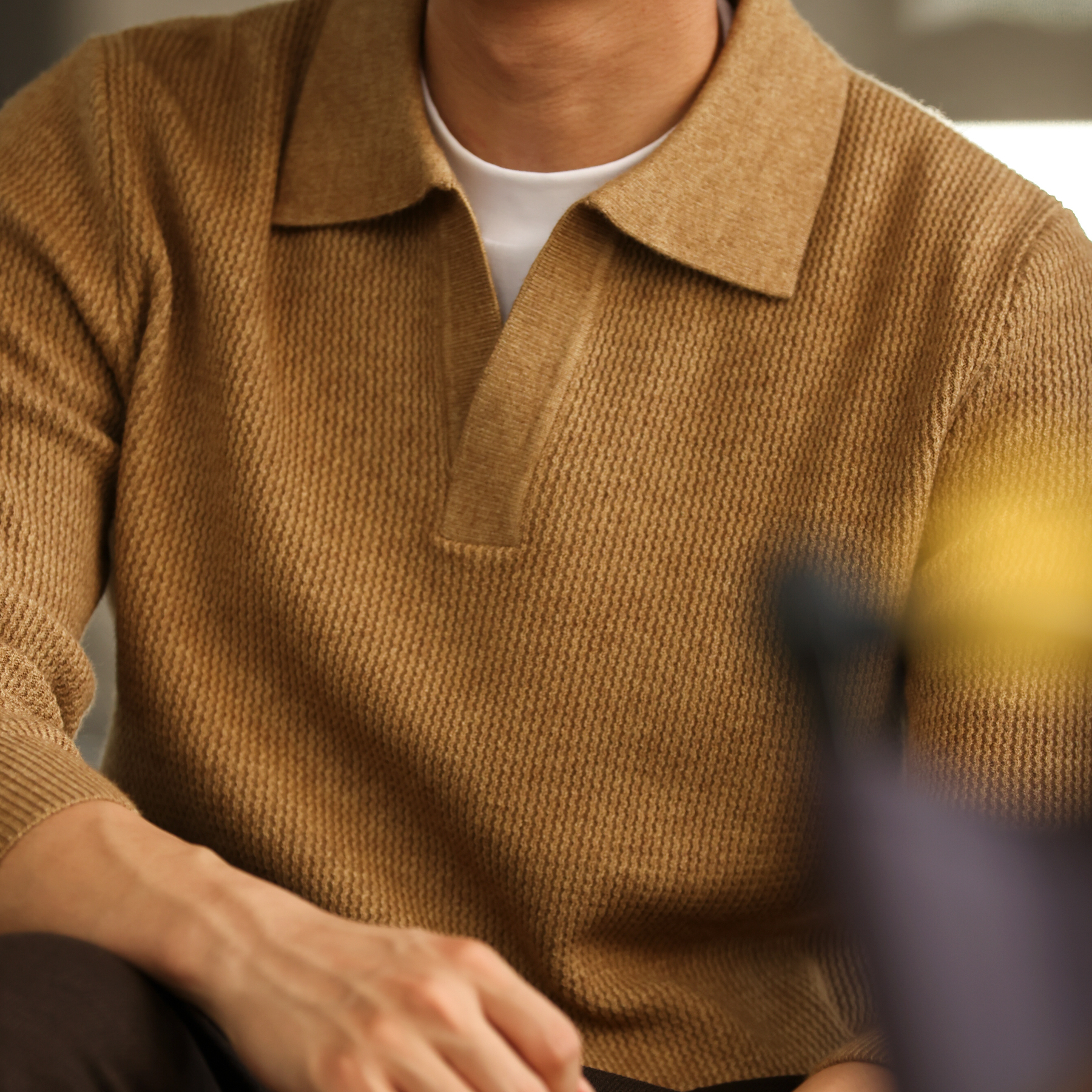 American Retro Seagull Collar Knitted Men'S Polo Shirt