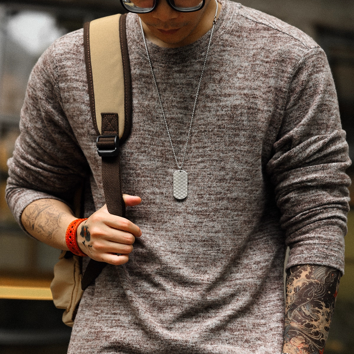 American High-End 250g Elastic Hanging Casual Long Sleeved T-Shirt