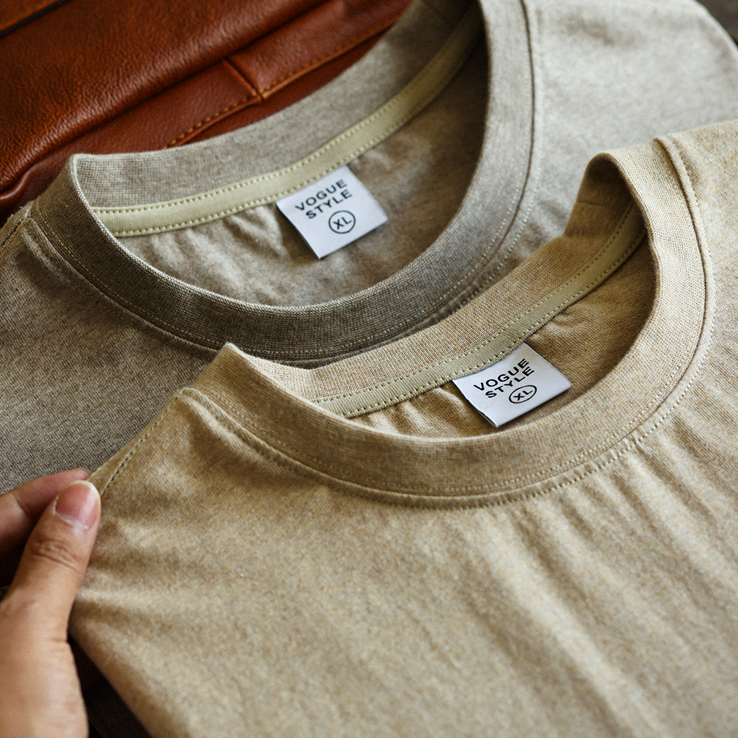 American Casual 260g Oat Gray Round Neck Men's Autumn Loose Basic T-Shirt