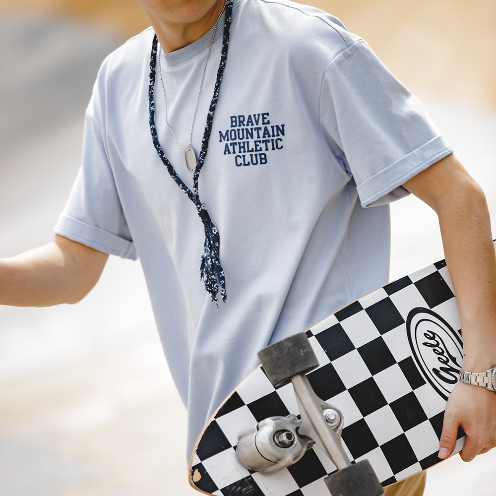 Maden Casual Macaron Flocking Letter Printed Cotton round Neck Short Sleeve T-shirt