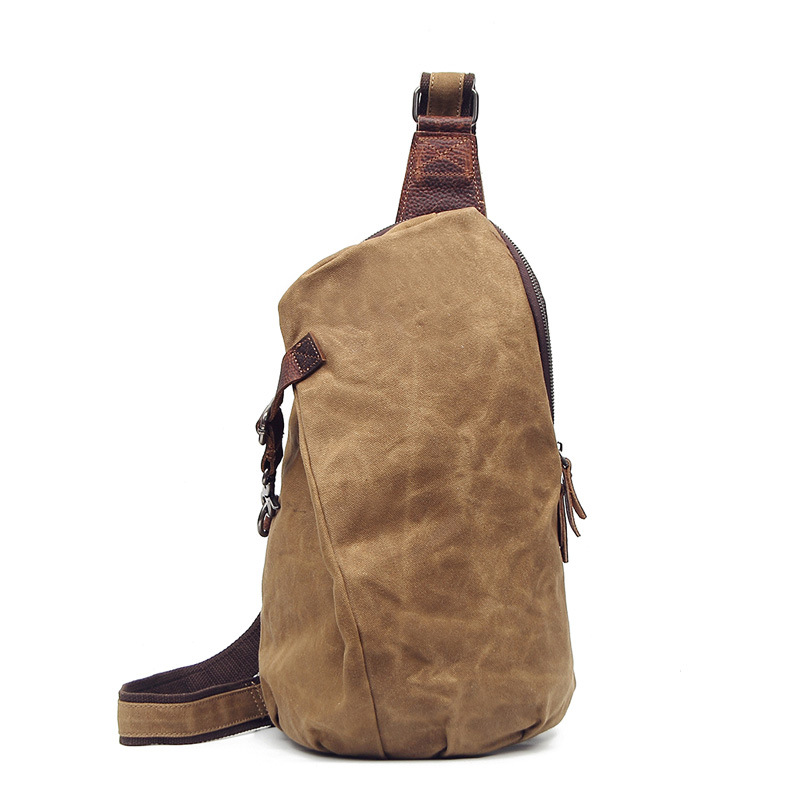 Retro men's waterproof waxed casual canvas crossbody bag