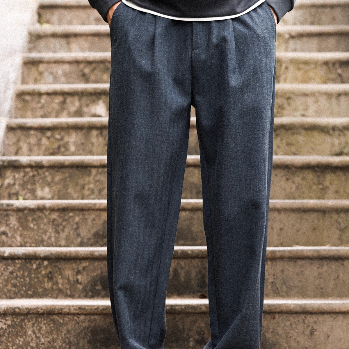 American 280g Imitation Linen Straight Leg Men'S Three-Dimensional Casual Trousers