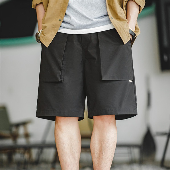 Maden Retro P44 Woven Large Pocket Shorts Cleanfit Black Straight Quarter Pants
