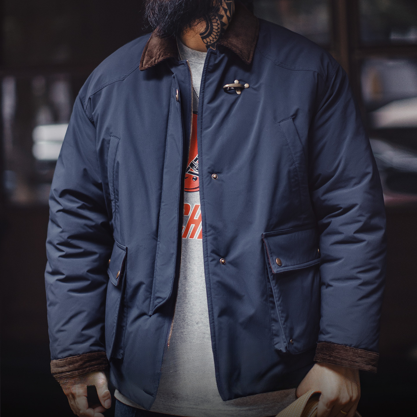 American Retro Coffee Colored Hunting Suit Corduroy Patchwork Barn Style Jacket